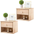 VINGLI Unfinished Natural Solid Wood Floating Nightstand by VINGLI