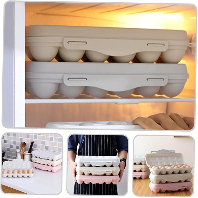 2pcs Egg Fridge Organizer with Lids Stackable Egg Storage Box - Image 6