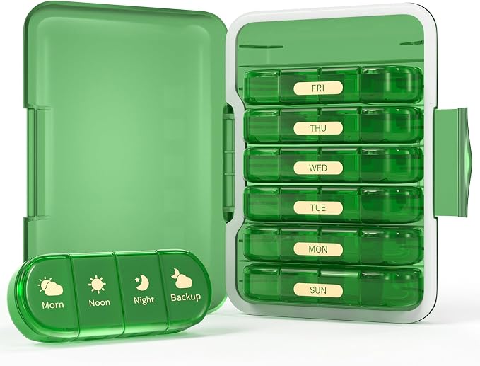 Weekly Pill Organizer 4 Times a Day, 7 Day Pill Box 4X, Portable - Image 7