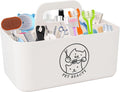 Minimalist White Dog Cat Grooming Supplies Organizer, Portable Caddy by Brabtod