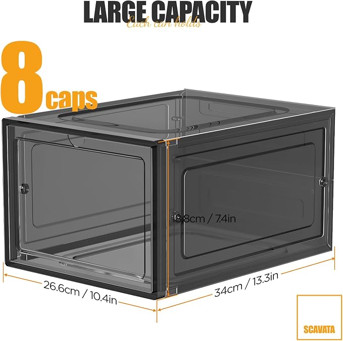 Hat Organizer Box, Stackable Clear Baseball Caps Holder Box Containers - Image 2