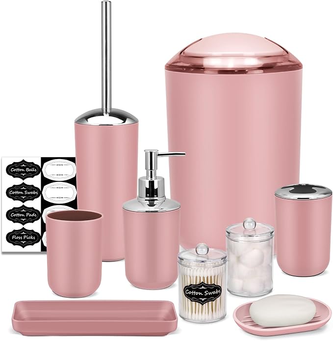 IMAVO Bathroom Accessories Set, 9 Pieces Bathroom Accessory Set, Qtip Holders by IMAVO