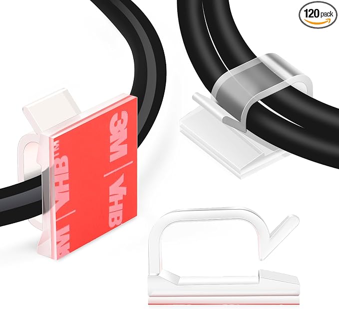 120PCS XHF Adhesive Cable Wire Clips Clear, Outdoor Christmas Light Clips by XHF