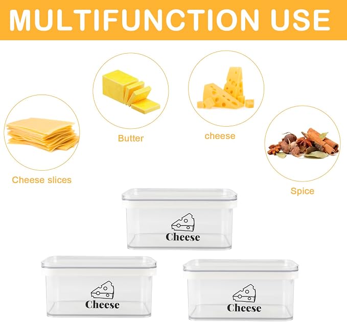 Cheese Container for Refrigerator 3 Pack, Shredded Cheese Storage Container - Image 3