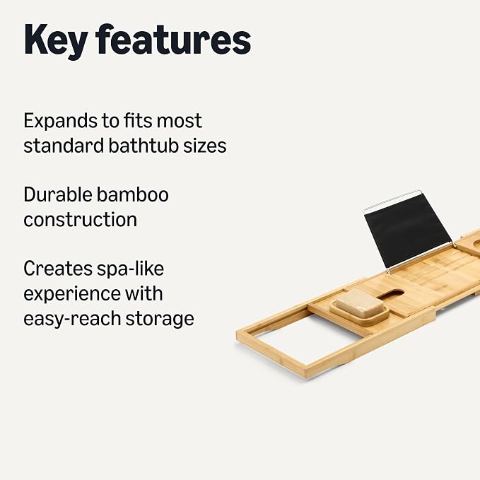 Amazon Basics Expandable Bamboo Bathtub Tray - Image 2