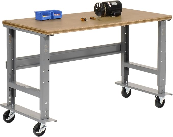 Global Industrial Mobile Adjustable Height Workbench, Shop Square Edge - Image 8
