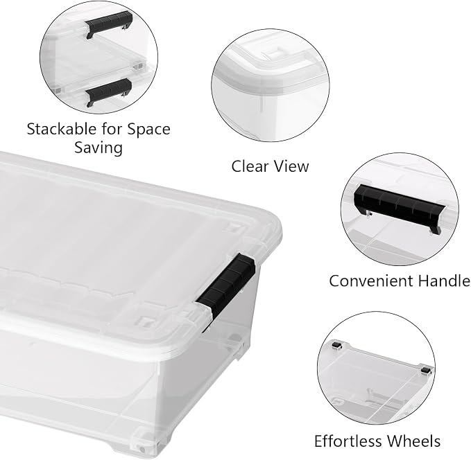 20 Quart Plastic Under Bed Storage Containers, Latching Storage Boxes - Image 3