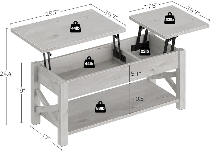 Rolanstar 47.2" Lift Top Coffee Table - Image 3
