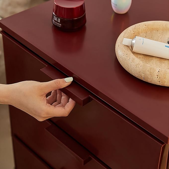 3-Drawer Rotatable End Table, Storage End Table Sofa Side Cabinet, Modern Cream - Image 6