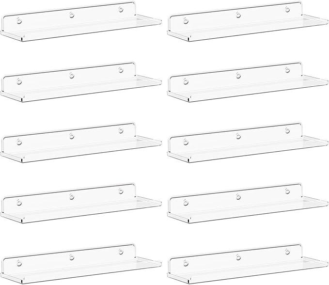 Lifewit Floating Shelves for Wall, 10 Pack Clear Acrylic Shelf 15" Room Decor by Lifewit