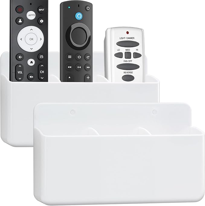 3 Slot Adjustable Remote Holder Wall Mount, Adhesive TV Remote Controller Holder by VACONICO