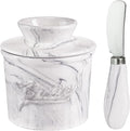 Ceramic Butter Crock with Lid & Spreader Knife, Butter Keeper by MSJGA