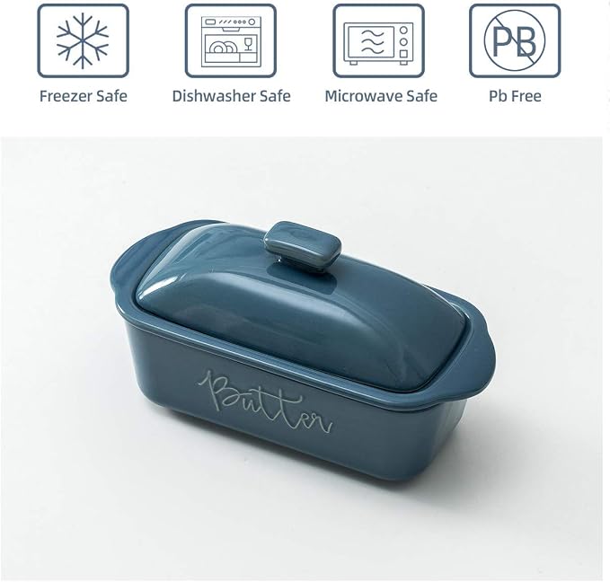 FE Butter Dish, 10 oz Ceramic Butter Keeper - Image 2