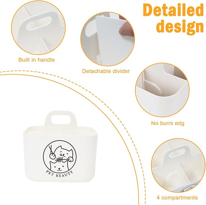Dog Storage Organizer for Grooming Supplies, 4-Compartment Caddy for Dog Cat - Image 3