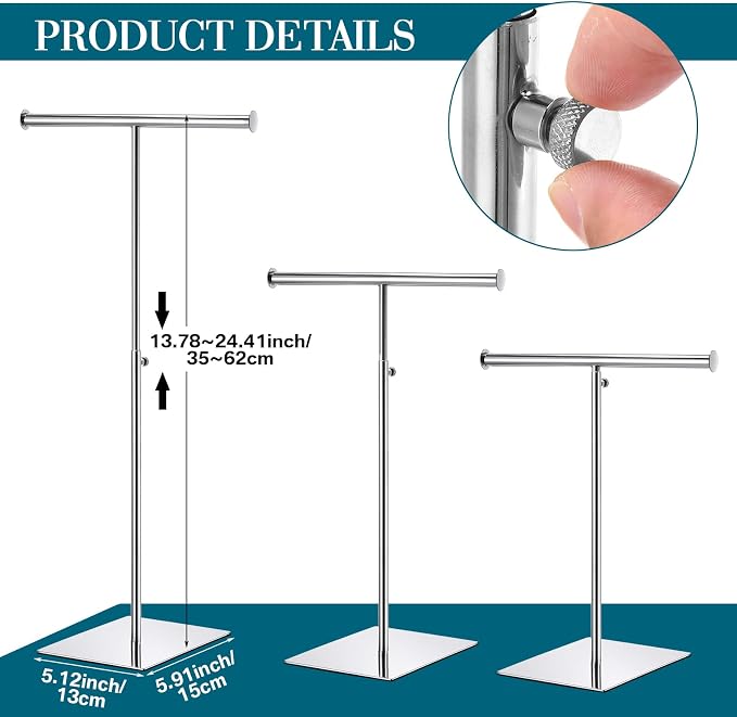 Leinuosen 4 Pcs T Shaped Purse Display Stand Necklace Display Stand Tabletop - Image 2