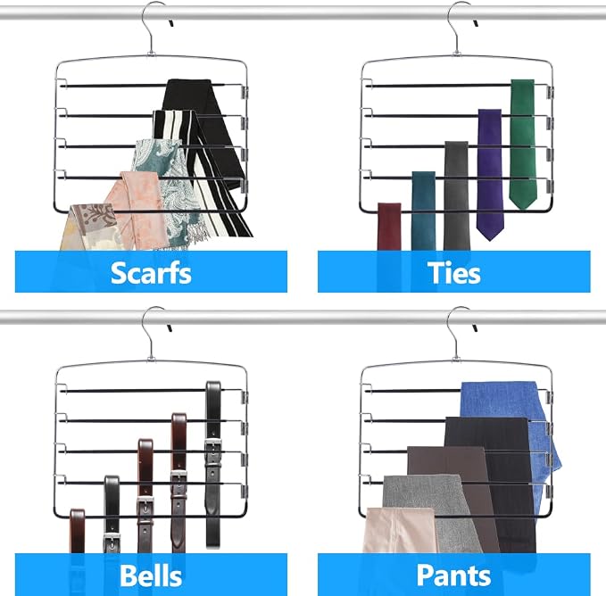 Pants Hangers 6 Pieces, 5 Tier Closet Organizers and Storage Clothes Hangers - Image 6