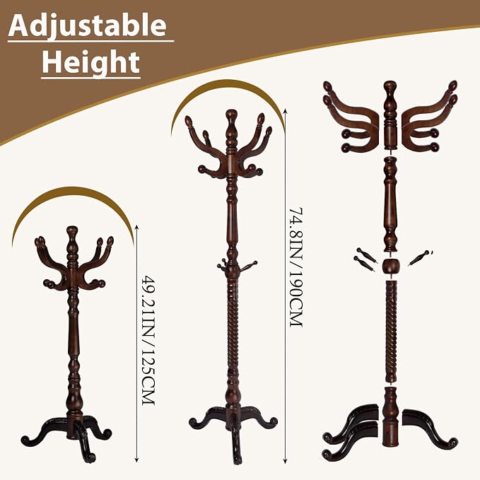 Solid Wooden Coat Rack Stand, Coat Racks Freestanding - Image 2