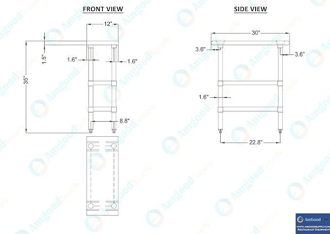 AmGood Stainless Steel Work Table - Image 9