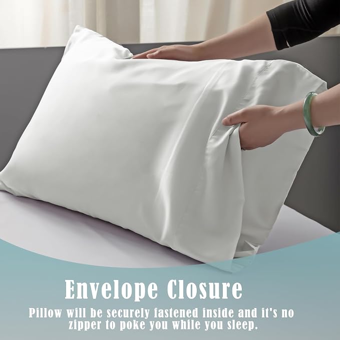 TELUS Pillow Cases Standard Size 2 Pack, Bamboo Rayon & Lyocell Pillowcase - Image 4