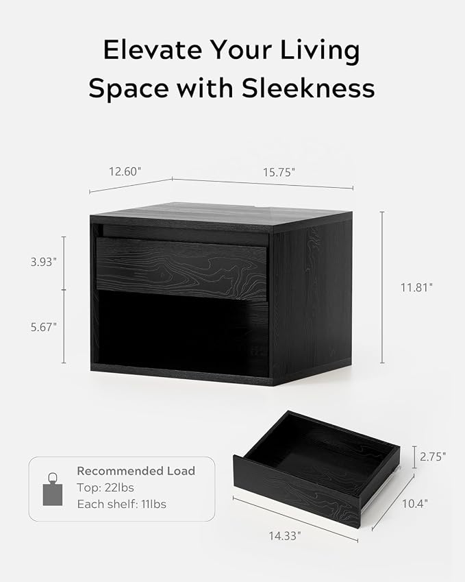 Floating Nightstand Set of 4, Wall Mounted Bedside Table - Image 2
