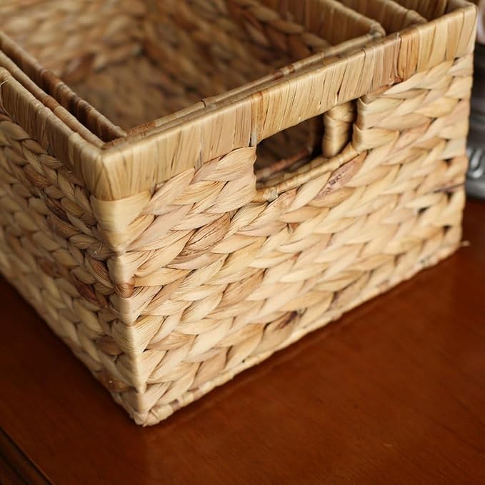 Woven Natural Water hyacinth Rectangular Storage Baskets - Image 5