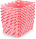 WYT 6-Pack Plastic Small Shelf Storage Weave Baskets Organizing by WYT