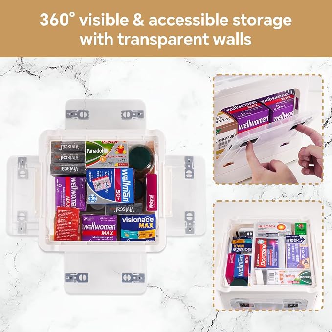 DOUKE 22qt Medicine Organizer Storage Box – Plastic First Aid Box Empty - Image 6