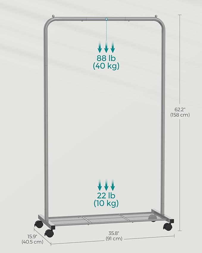 SONGMICS Clothes Rack with Wheels, Clothing Rack - Image 8