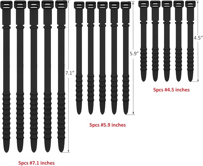 Silicone Zip Ties, Reusable Zip Ties, Rubber Cable Ties Straps - Image 7