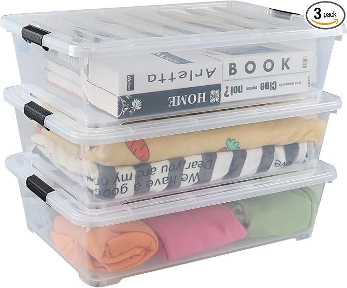 50 Quart Large Clear Underbed Boxes by Wakikini