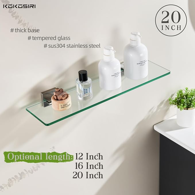 KOKOSIRI Wall Shelves Floating Bathroom Glass Shelf - Image 3