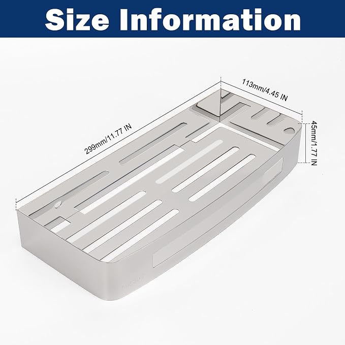 NearMoon Bathroom Shower Caddy 2 Pack, No Drill 304 Stainless Steel Shower - Image 2