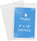 iMailer - 4" x 18" 500 Pack- 2 Mil Resealable Zip Bags- Small Clear Plastic Bags by iMailer