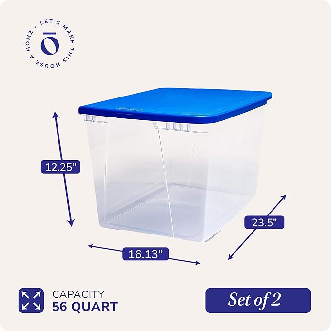 HOMZ 2-Pack Snaplock, Large Clear Plastic Storage Organizer Bins w/Lids - Image 4