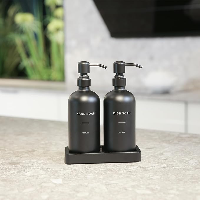 Matte Black Soap Dispenser Set, Kitchen Soap Dispenser Set - Image 3