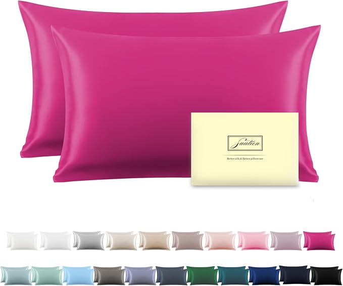 Silk Pillow Cases 2 Pack Soft Breathable and Sliky Standard Size Pillow Cases by Suatien