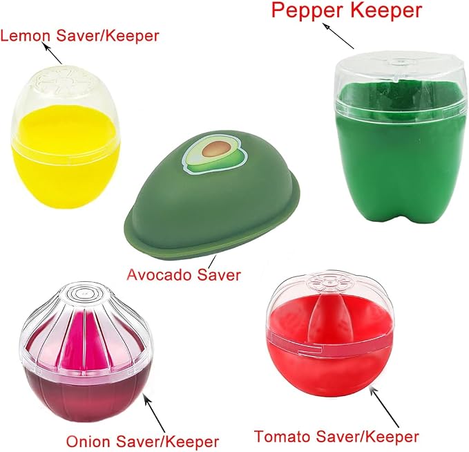 5 Pieces Fruit and Vegetable Shaped Savers Keepers Storage Containers - Image 5