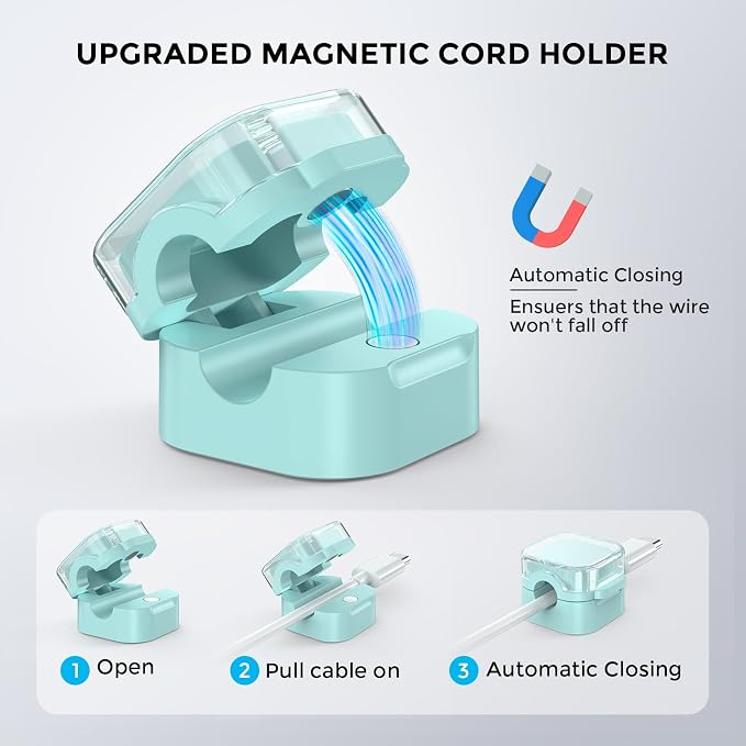 AhaStyle Magnetic Cable Organizer 6 Pack Cord Cable Holders Clips Strong - Image 2
