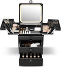 Qislee Makeup Box with Double Drawers and Four Trays, A Detachable Lighted by Qislee