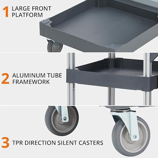 Commercial Traditional Janitorial 3-Shelf Cleaning Cart on Wheels - Image 8