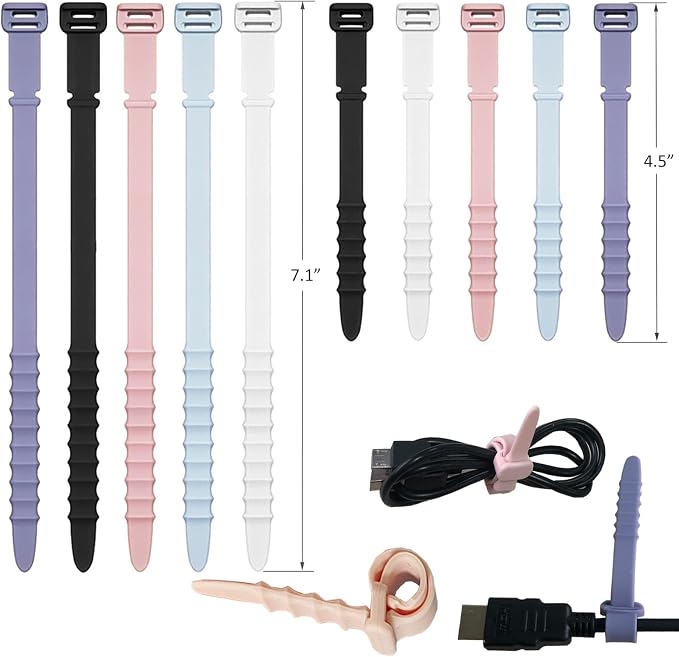 Silicone Zip Ties, Reusable Zip Ties, Rubber Cable Ties Straps by GELIAL