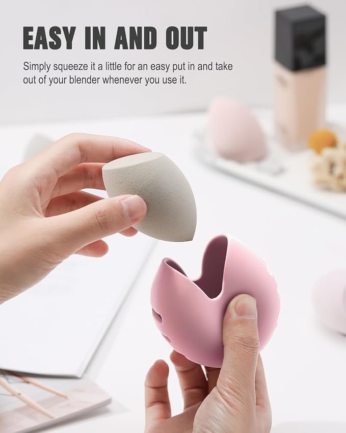 FERYES 2 PCS Makeup Sponge Holder – Shatterproof Eco-Friendly Silicone Beauty - Image 2