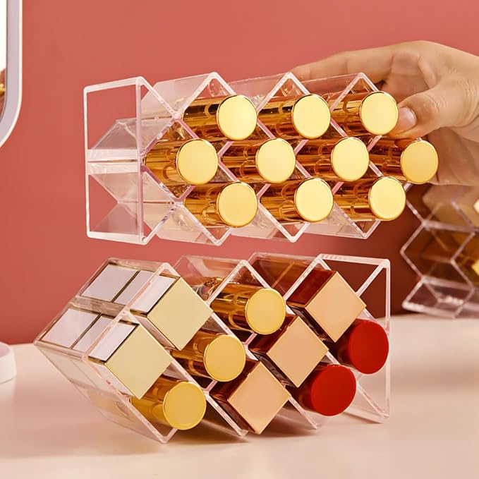 Unomor 2Pcs Clear Acrylic Lipstick Holder Desktop Makeup Organizer - Image 7