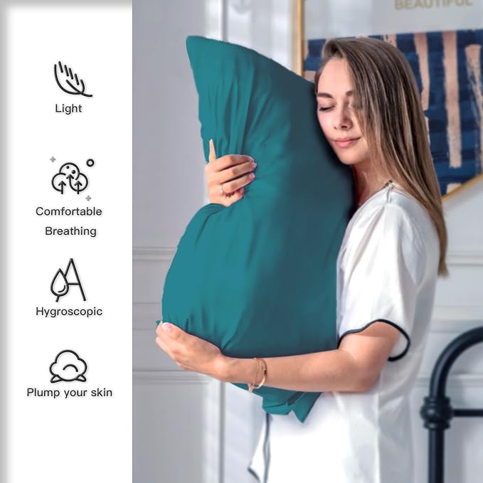 Silk Pillow Cases 2 Pack Soft Breathable and Sliky Queen Size Pillow Cases Set - Image 3