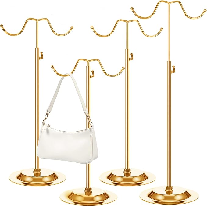 4 Pcs Purse Display Stand Adjustable Height Handbag Display Stand Metal Handbag by LOSYHU