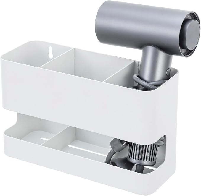 MyGift Modern Wall Mounted White Metal Hair Styling Tools and Accessories Heat by MyGiftHome