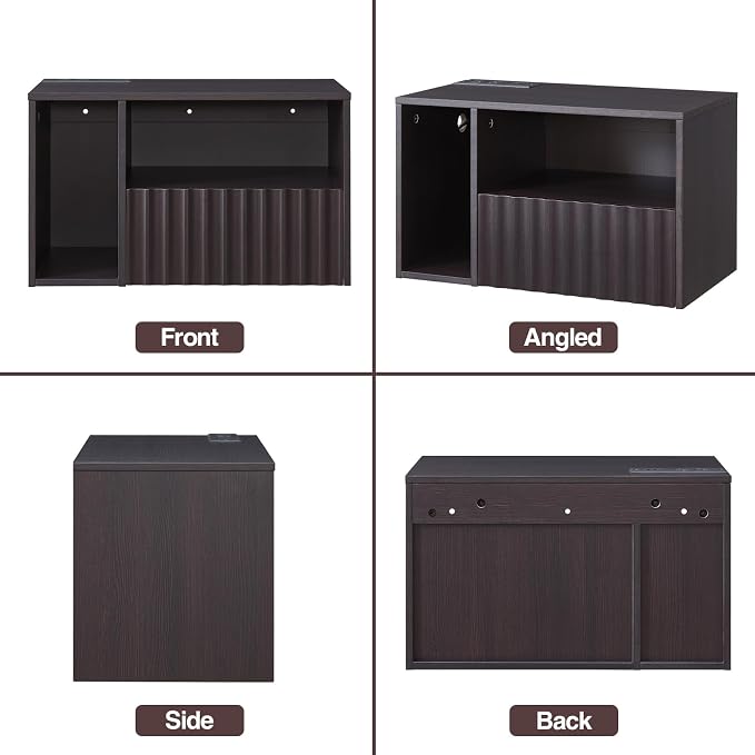 Modern Espresso Fluted Floating Nightstand - Image 8