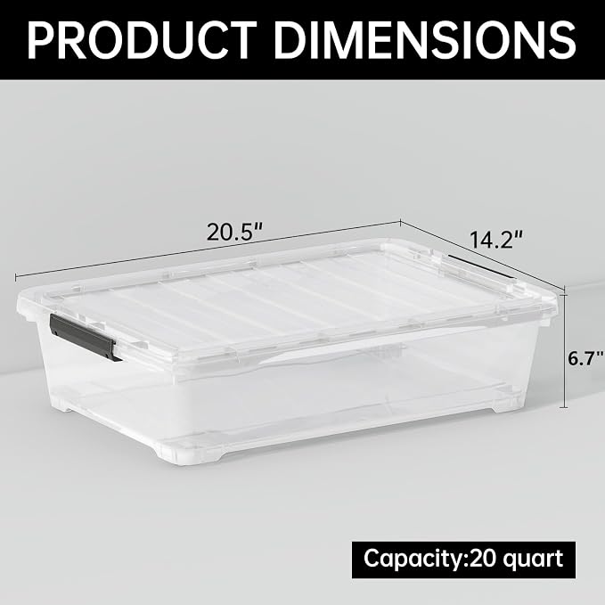4 Pack 20-Quart Under Bed Storage Box - Image 2