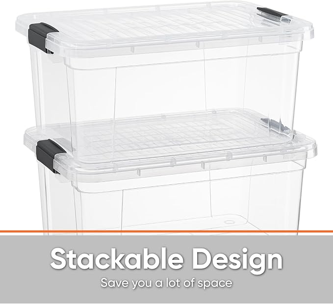 Superio Storage Bins with Lids- 6 Pack, 1.85 Qt Clear Boxes - Image 3