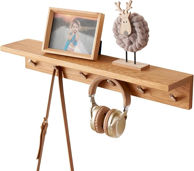 Oak Wood Coat Rack Wall Mount by TREOAKWIS